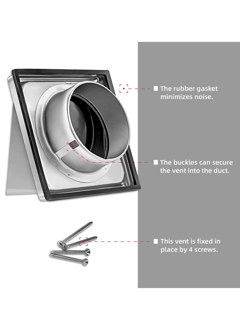SYOSI - 6 Inch Stainless Steel Air Vent Covers, External Walls Extractor Fan Exhaust Outlet Vent Cover - Image 1