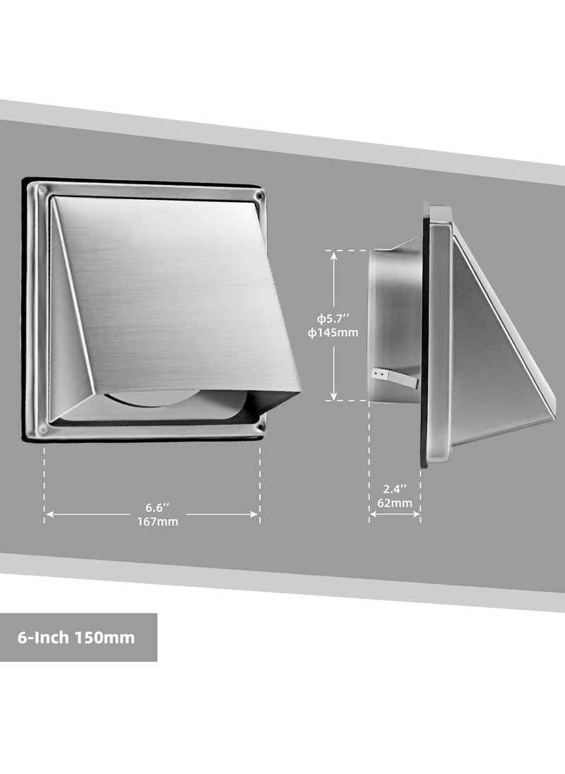 SYOSI - 6 Inch Stainless Steel Air Vent Covers, External Walls Extractor Fan Exhaust Outlet Vent Cover - Image 1