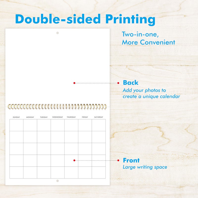 Vantasii Blank Scrapbook Wall Calendar, Spiral-Bound Hanging Monthly Calendar, DIY Blank Calender with 400 Stickers for Office, Home, Kids, Adults (12â€ x 9â€ closedï¼Œ18â€ x 12â€ open size) - Image 4
