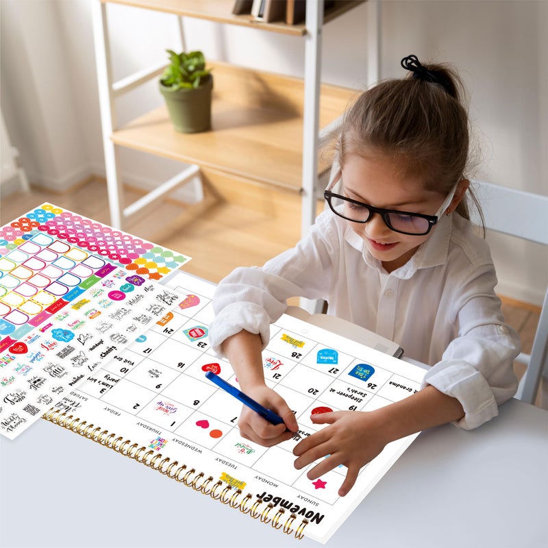 Vantasii Blank Scrapbook Wall Calendar, Spiral-Bound Hanging Monthly Calendar, DIY Blank Calender with 400 Stickers for Office, Home, Kids, Adults (12â€ x 9â€ closedï¼Œ18â€ x 12â€ open size) - Image 5