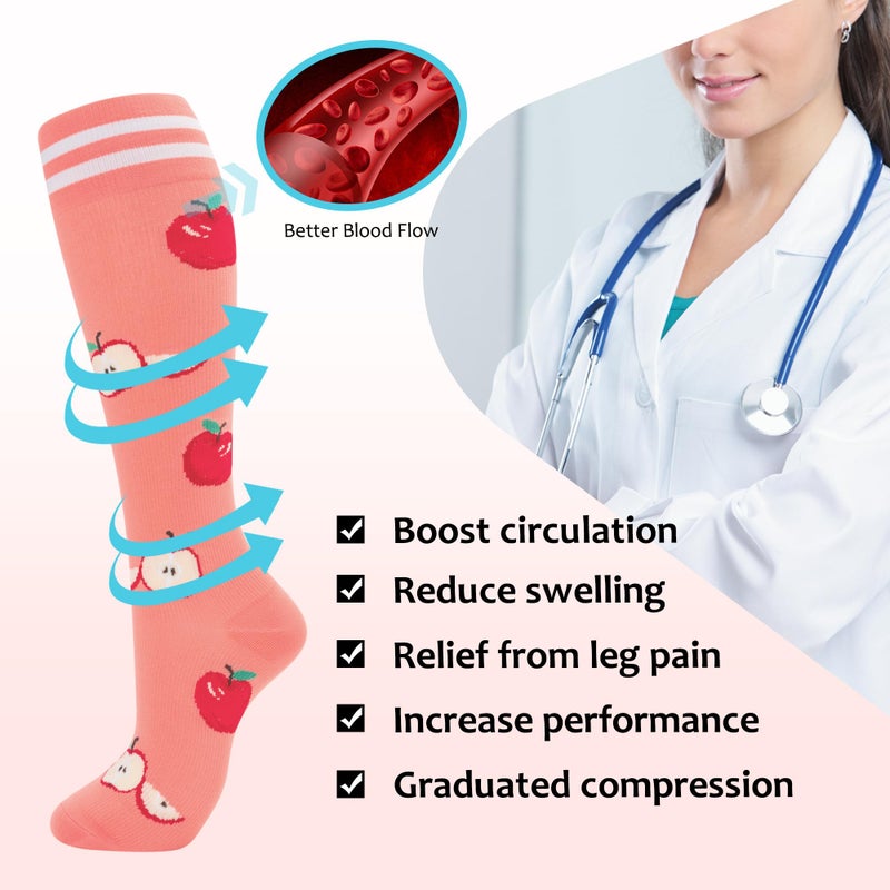 fenglaoda Compression Socks for Women Men Support Circulation 6 Pairs Socks For Nurse, Travel, Flight - Image 4