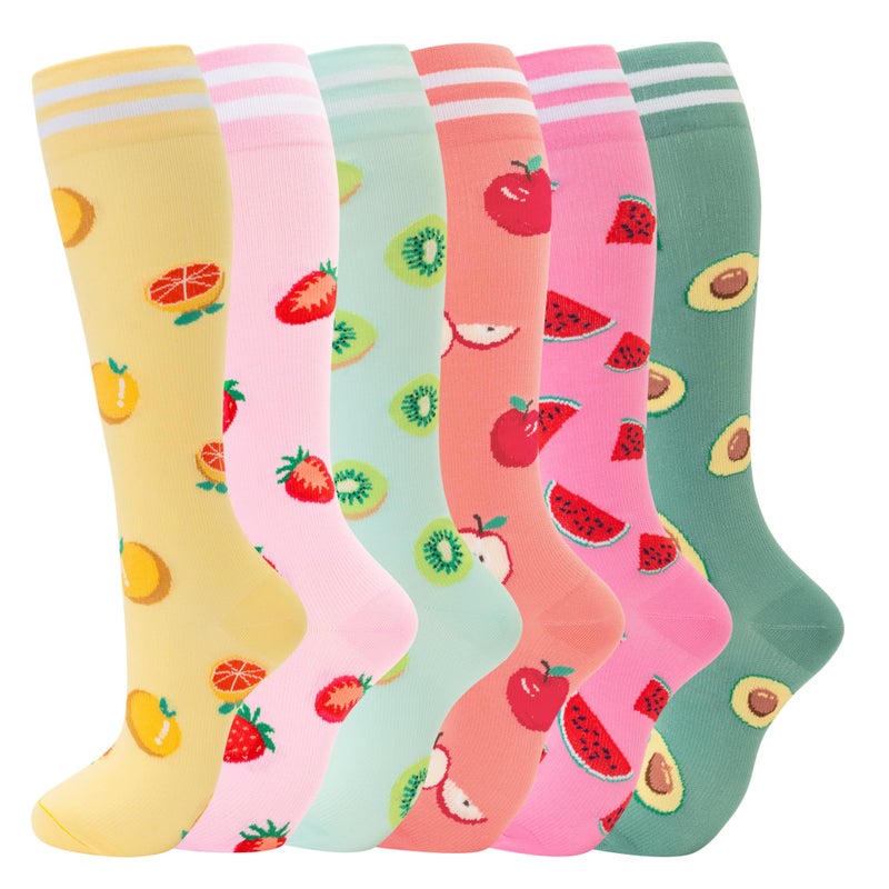 fenglaoda Compression Socks for Women Men Support Circulation 6 Pairs Socks For Nurse, Travel, Flight - Image 1