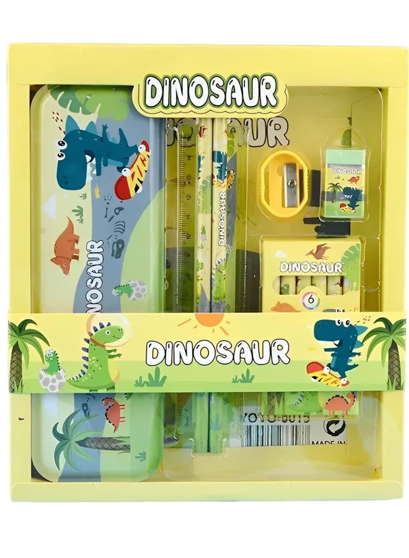 5Pcs Stationary Set for Primary School Students 6 Crayons and A Pencil Box 2 Pencils Sharpener Eraser - Image 1