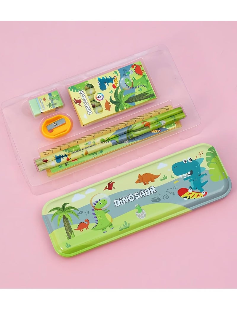 5Pcs Stationary Set for Primary School Students 6 Crayons and A Pencil Box 2 Pencils Sharpener Eraser - Image 3