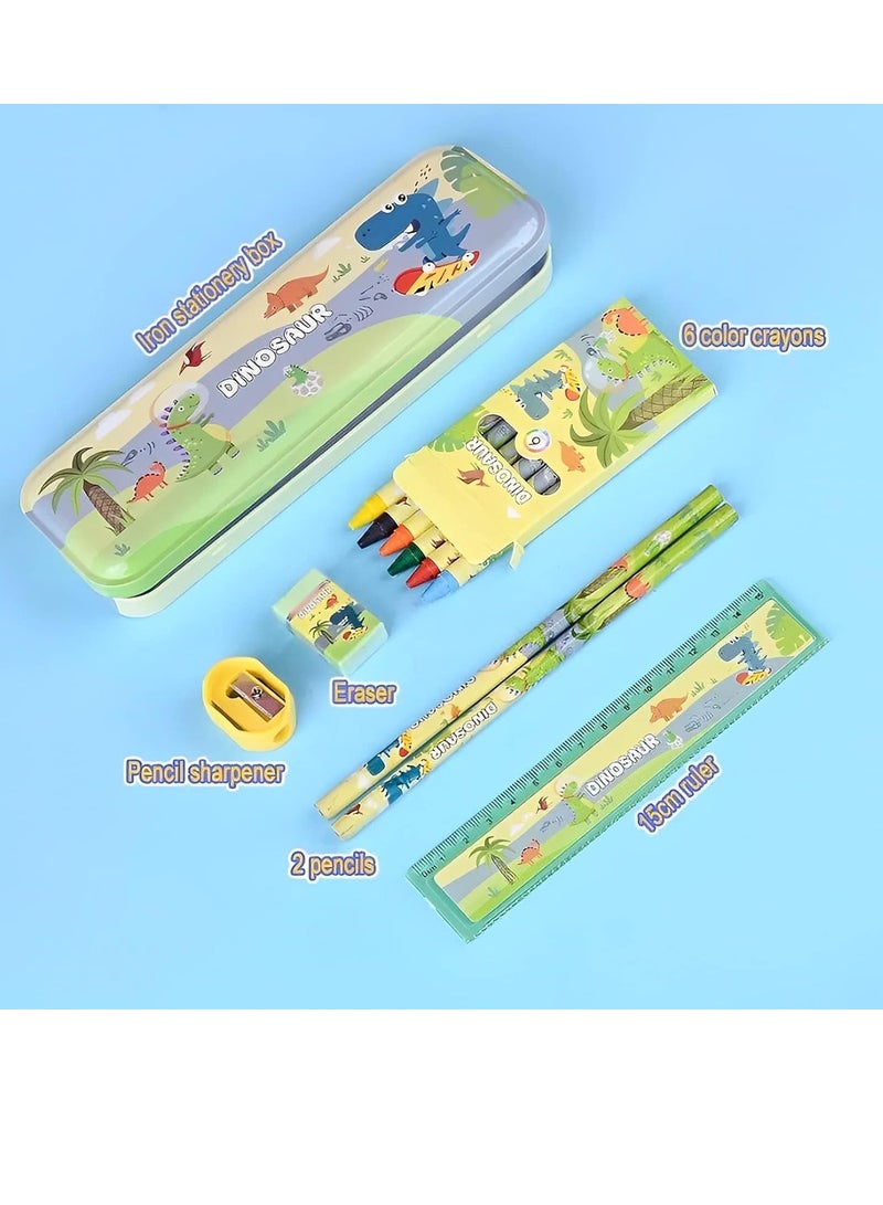 5Pcs Stationary Set for Primary School Students 6 Crayons and A Pencil Box 2 Pencils Sharpener Eraser - Image 2