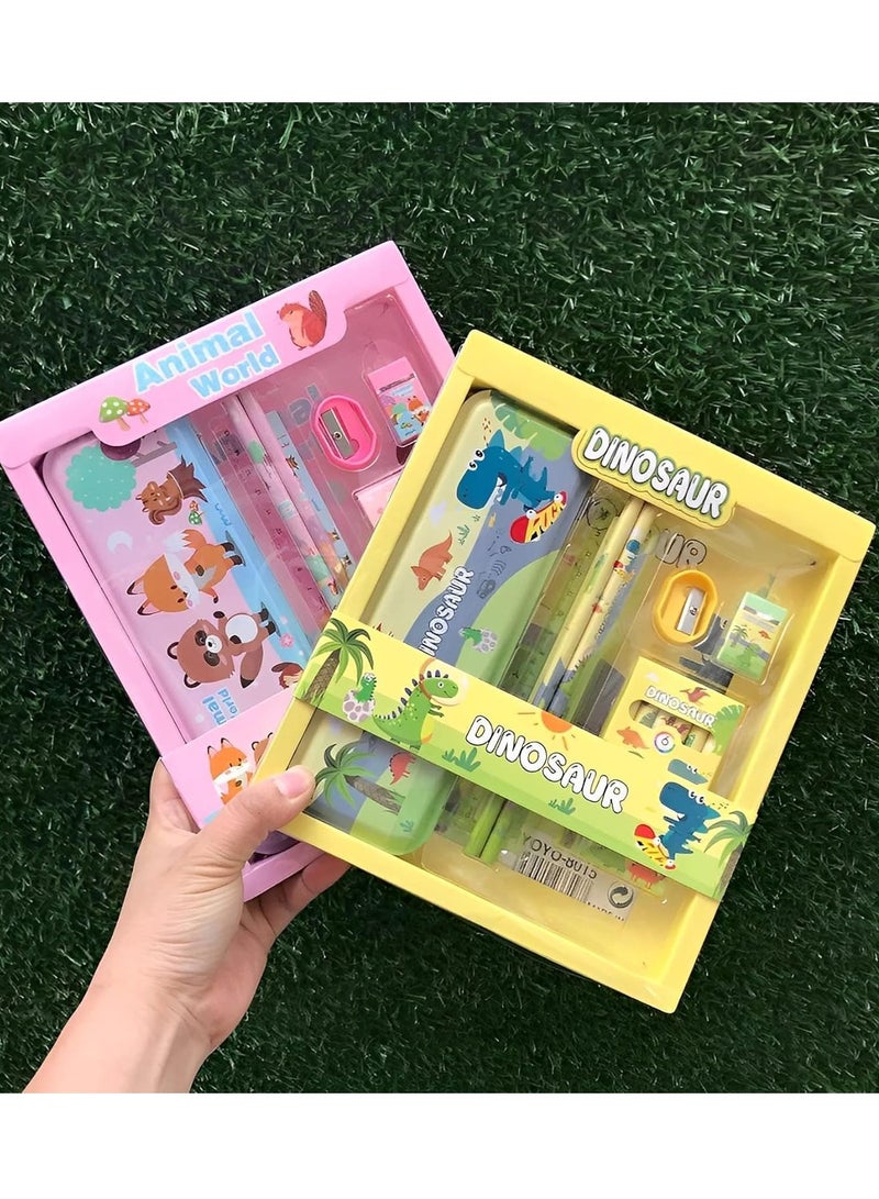 5Pcs Stationary Set for Primary School Students 6 Crayons and A Pencil Box 2 Pencils Sharpener Eraser - Image 5