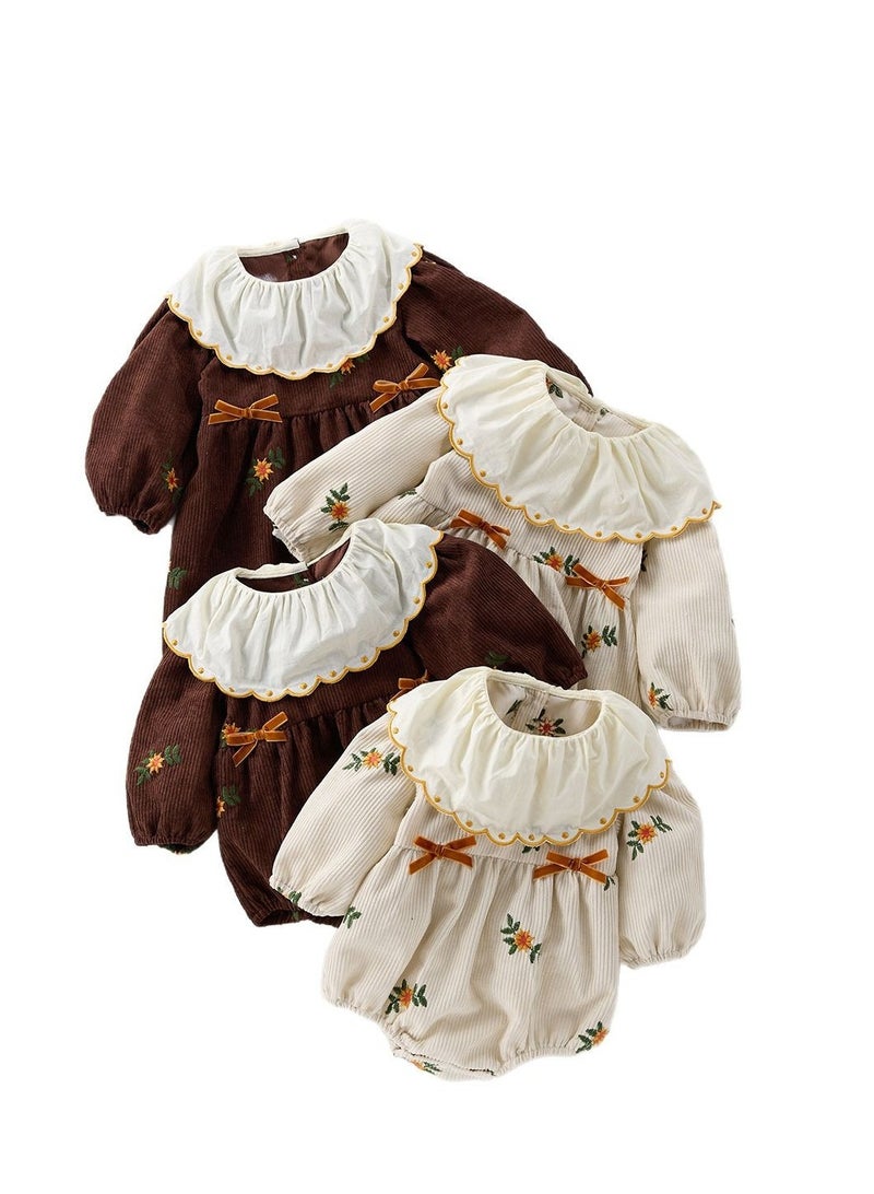 Baby Doll Collar Embroidered Baby Long Sleeved Bag Fart Jacket Stylish Jumpsuit For Outdoor Climbing  - Image 3