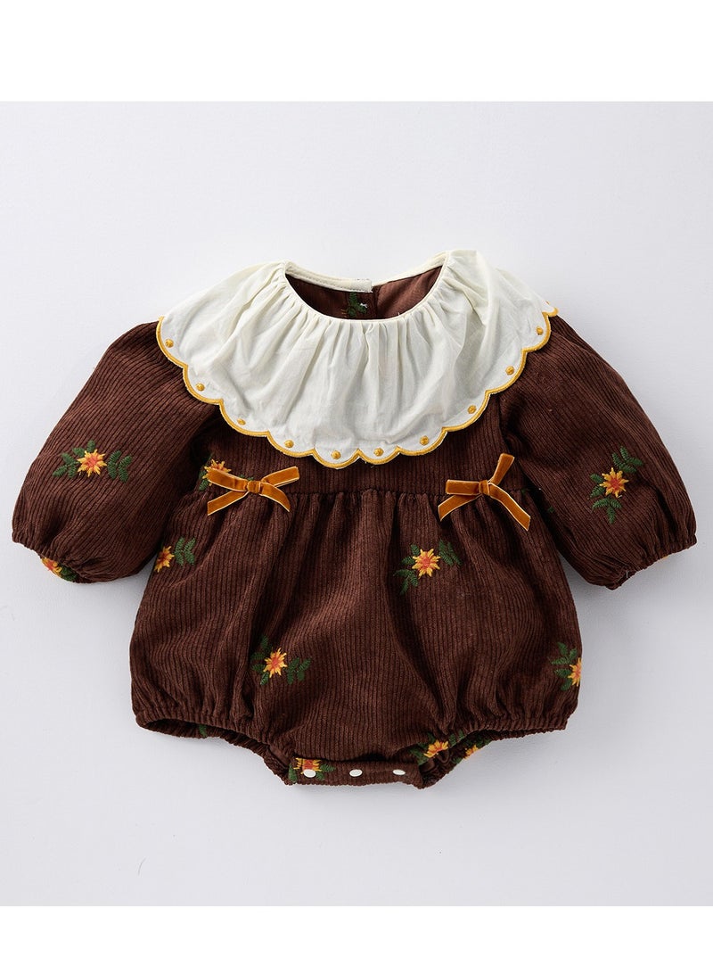 Baby Doll Collar Embroidered Baby Long Sleeved Bag Fart Jacket Stylish Jumpsuit For Outdoor Climbing  - Image 1