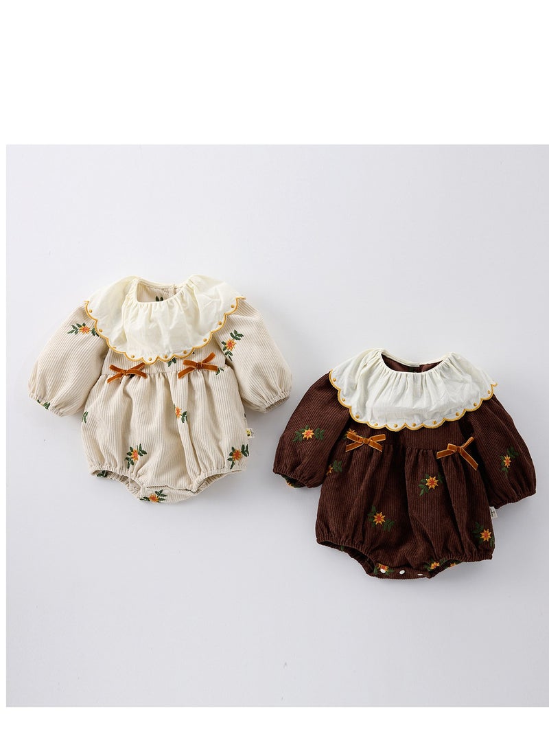 Baby Doll Collar Embroidered Baby Long Sleeved Bag Fart Jacket Stylish Jumpsuit For Outdoor Climbing  - Image 2