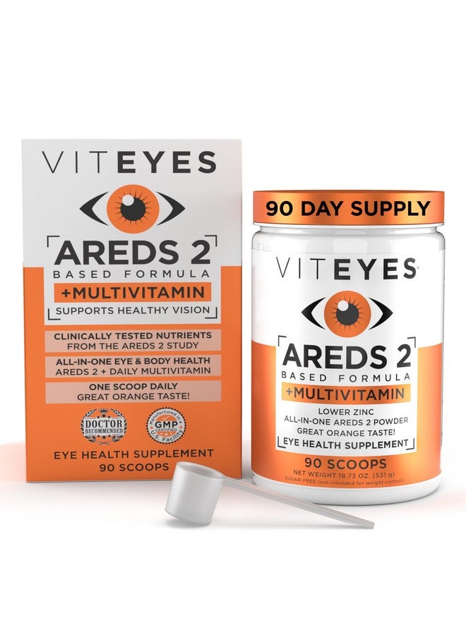 Viteyes AREDS 2 Powder + Multivitamin All-in-One, Macular Protection, Alternative to AREDS 2 chewables, No Pills, Lutein & Zeaxanthin, AREDS 2 Eye Vitamins Drink, Natural Orange Flavor, 90 Scoops - Image 1