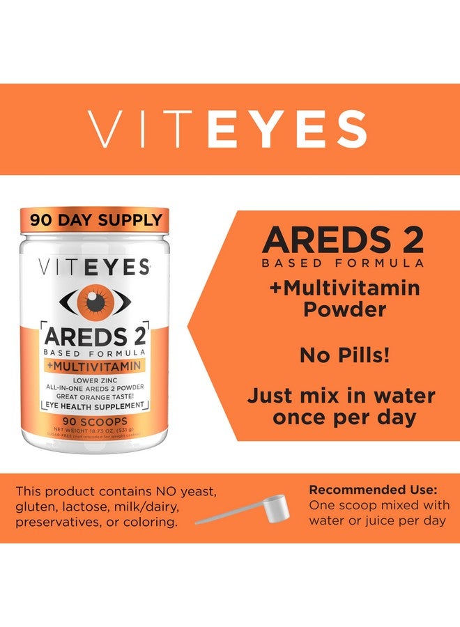 Viteyes AREDS 2 Powder + Multivitamin All-in-One, Macular Protection, Alternative to AREDS 2 chewables, No Pills, Lutein & Zeaxanthin, AREDS 2 Eye Vitamins Drink, Natural Orange Flavor, 90 Scoops - Image 3