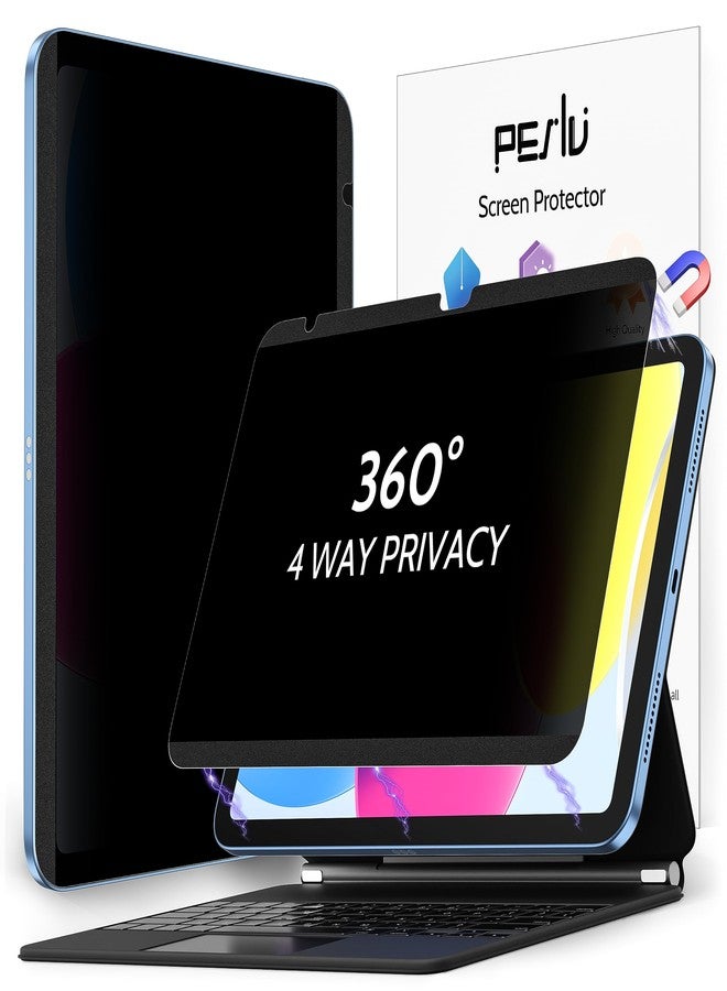 Peslv 4 Way Magnetic Privacy Screen Protector for iPad 10th Gen 2022 10.9" & iPad 11th Gen A16 2025 11", Removable 360 Spy Private Filter, Anti Blue Light Glare Bubble-Free Black Security Protector - Image 1
