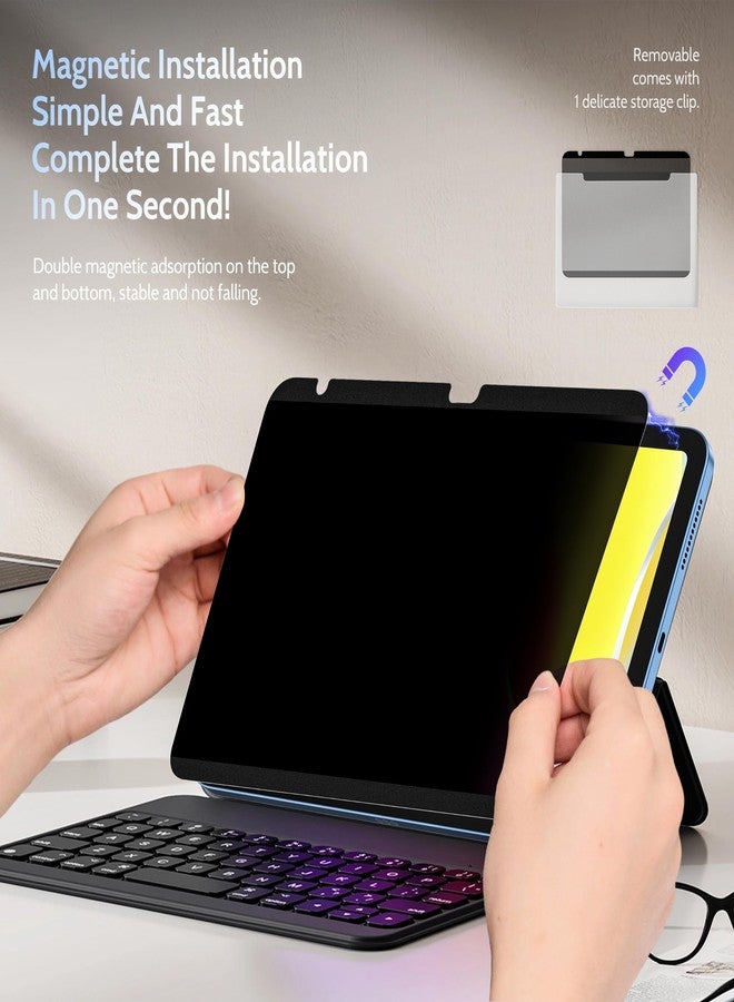 Peslv 4 Way Magnetic Privacy Screen Protector for iPad 10th Gen 2022 10.9" & iPad 11th Gen A16 2025 11", Removable 360 Spy Private Filter, Anti Blue Light Glare Bubble-Free Black Security Protector - Image 3