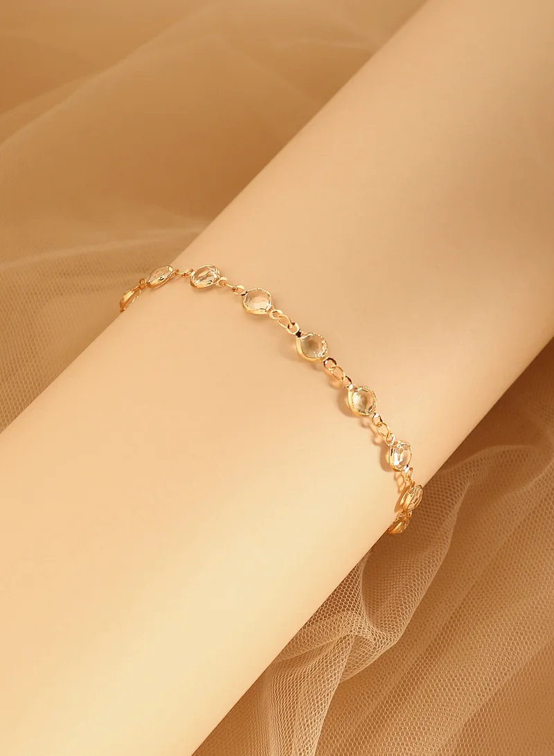 Women The Cristal-Link Chain Anklet | California Gold Colour | One-Size | Artificial Stone Alloy Material | Lobster Clasp Closure | Anklet For Casual & Daily Wear