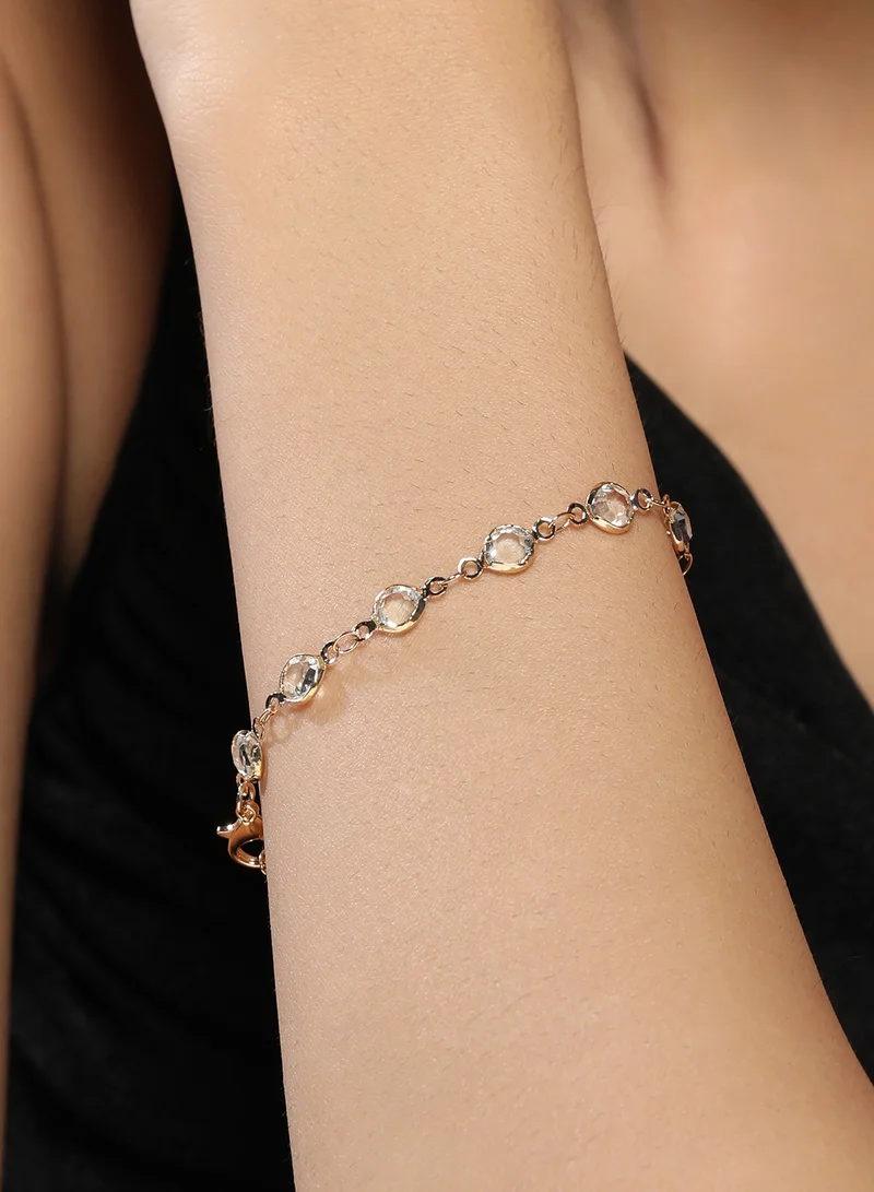 سوهي خلخال نسائي بسلسلة كريستال ذهبي كاليفورنيا بحجر صناعي من خليط معدني بإغلاق بمشبك سلطعون للاستخدام اليومي والكاجوال