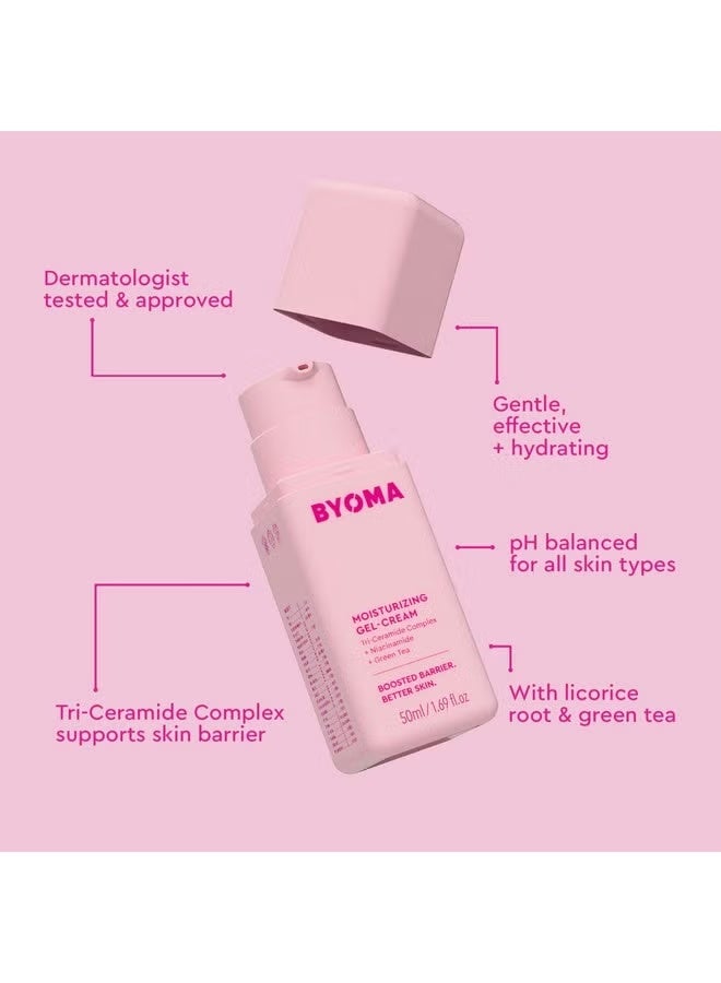 بيوما كريم جل مرطب BYOMA - كريم/جل لتجديد حاجز البشرة للوجه مع النياسيناميد والشاي الأخضر - مرطب وجه بالسيراميد للبشرة الجافة - خالٍ من الكحول والزيوت - حجم 1.69 أونصة سائلة - Image 4