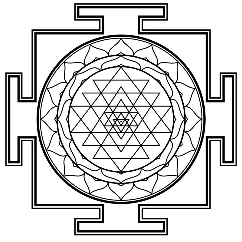 5 Ace 5 Ace White and Black Yantra Religious Sticker Paper Poster Multicolor 12x18 inch
