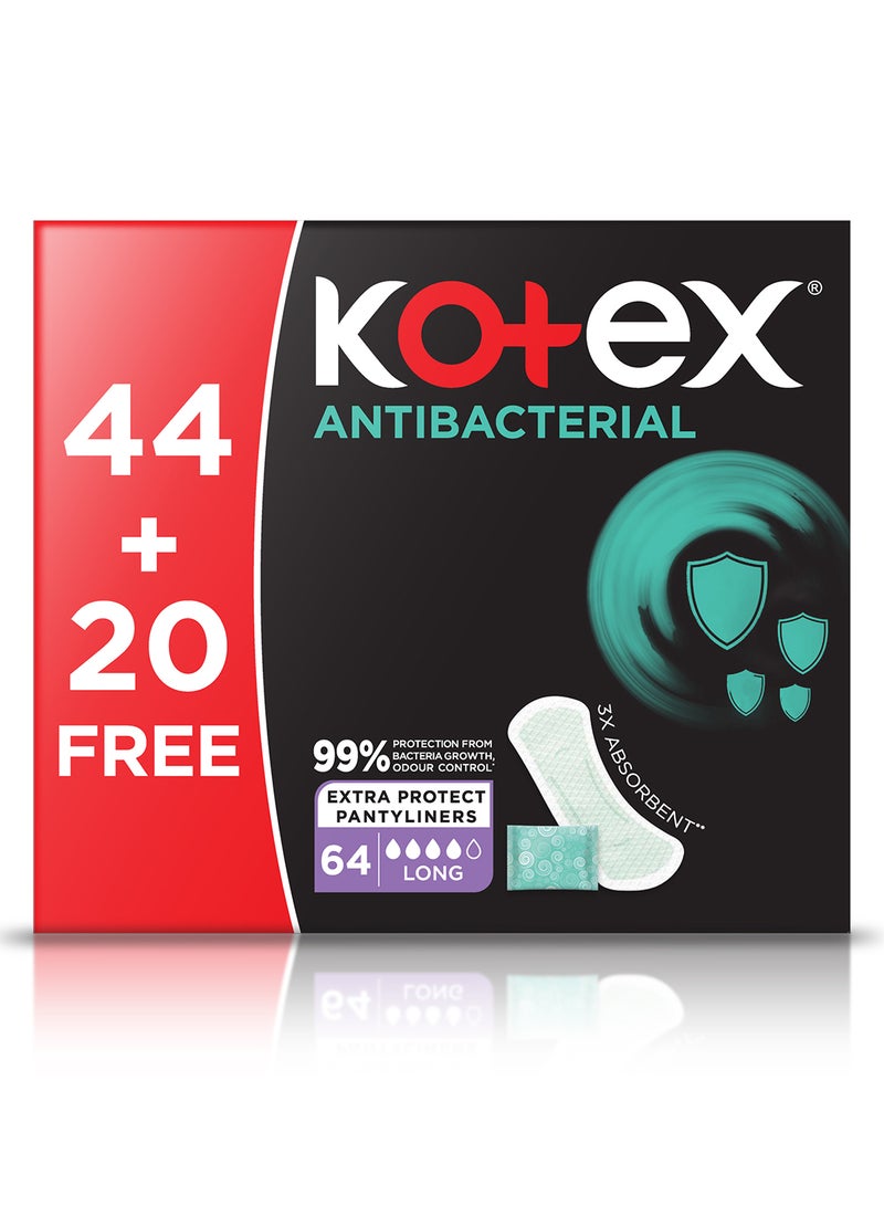 Kotex فوط صحية مضادة للبكتيريا من كوتيكس، حماية 99% من نمو البكتيريا، حجم طويل، 64 فوطة يومية - Image 3