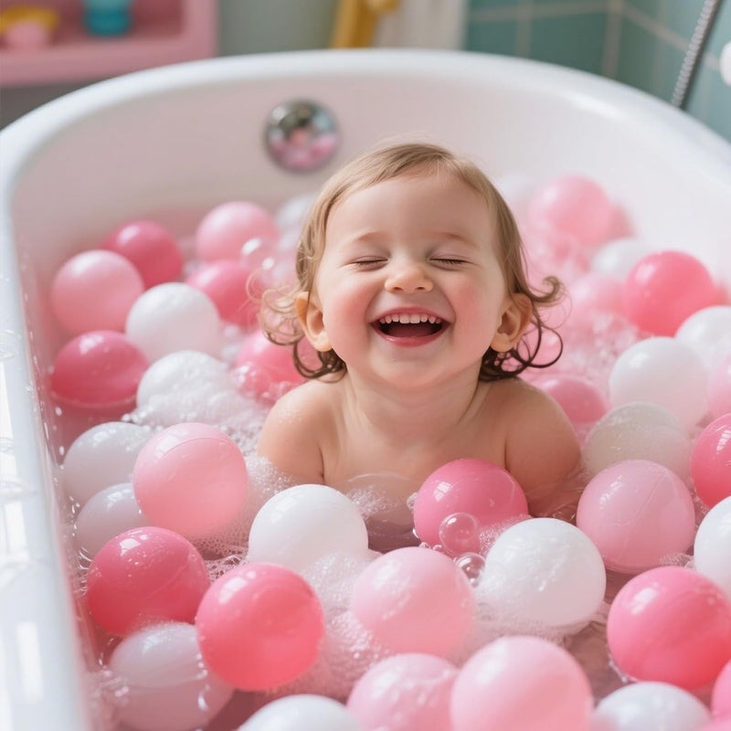 GOGOSO Ball Pit Balls for Toddlers - 100 Count Plastic Balls in Pink and White - Image 4