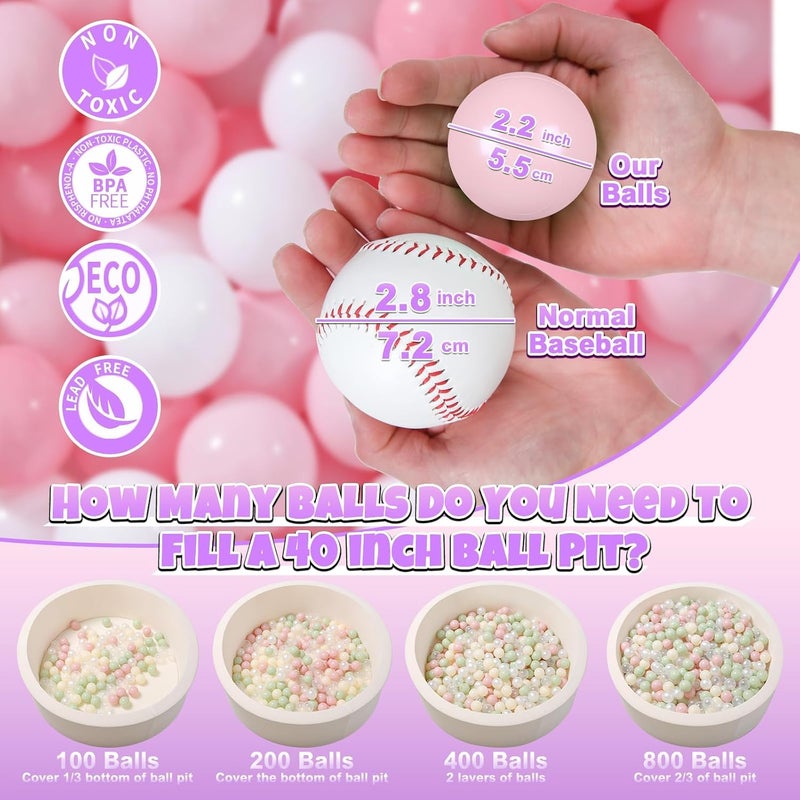 GOGOSO Ball Pit Balls for Toddlers - 100 Count Plastic Balls in Pink and White - Image 2