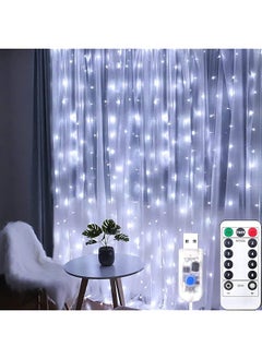 Arabest Curtain Lights 3×3M 300 Led Curtain String Light With 8 Lighting Modes Usb Powered Waterproof Window Fairy Light Bedroom String Lights With Remote For Wedding Party Home Decorations White  - Image 1