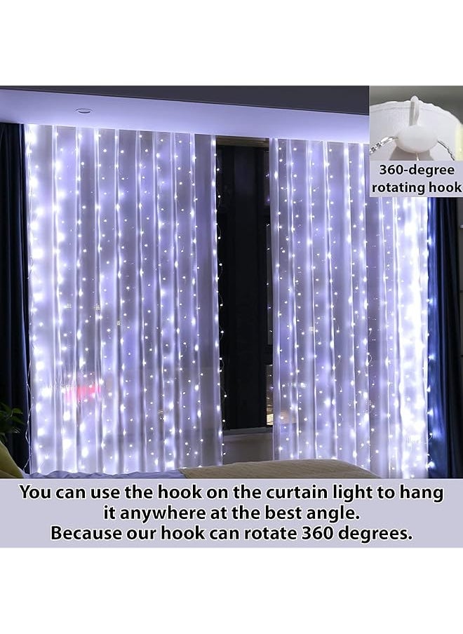 Arabest - Curtain Lights 3×3M 300 Led Curtain String Light With 8 Lighting Modes Usb Powered Waterproof Window Fairy Light Bedroom String Lights With Remote For Wedding Party Home Decorations White - Image 1