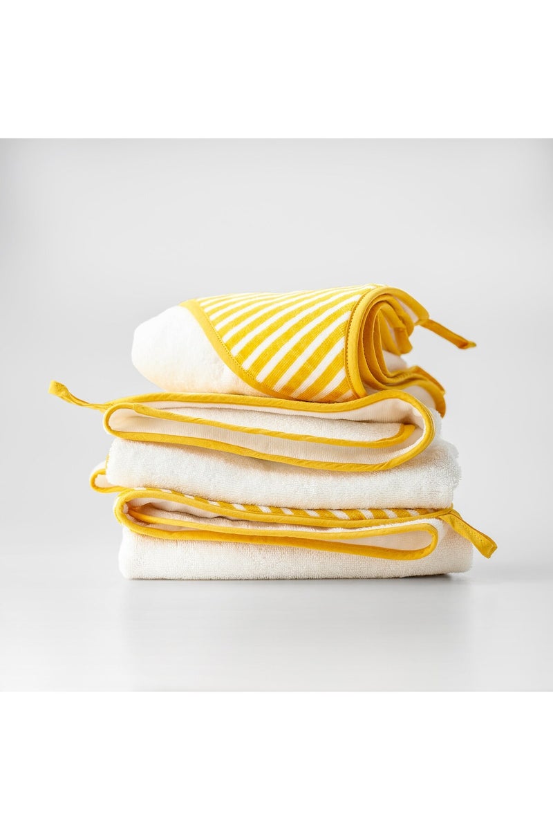منشفة أطفال مع غطاء رأس، صفراء، 80 × 80 سم - Image 3