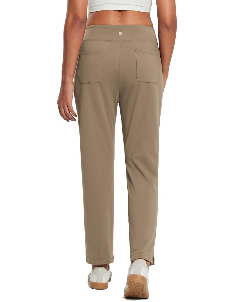 baleaf Women's Stretch Pants Fleece Lined Winter Travel Pants Waterproof Thermal Cold Weather Gear Pockets Work Golf Casual Brown S - Image 2