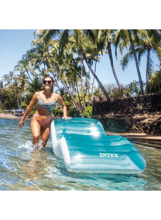 INTEX Lagoon Pool Lounge with Integrated Cup Holder Ocean Blue and White 10.16 x 99 x 191 cm INT56874 - Image 2