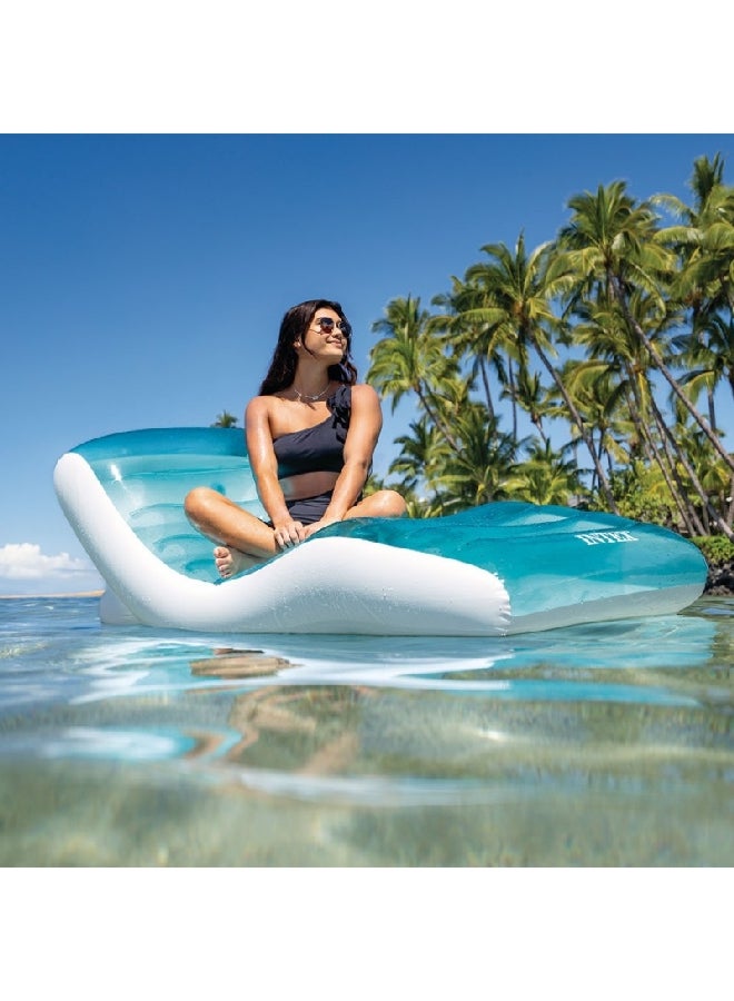 INTEX Lagoon Pool Lounge with Integrated Cup Holder Ocean Blue and White 10.16 x 99 x 191 cm INT56874 - Image 3