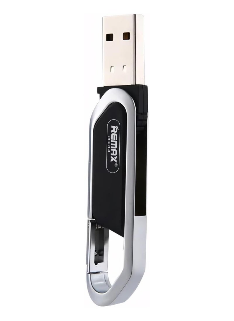 Remax Mena Flash Drive Key Chain High Speed USB 2.0, Material Metal and Plastics with Lanyard, Key Chain Design, Plug and Play, 64GB (Black)  - Image 1