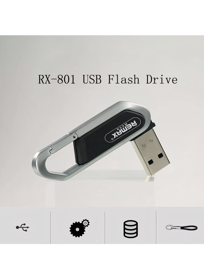 Remax Mena Flash Drive Key Chain High Speed USB 2.0, Material Metal and Plastics with Lanyard, Key Chain Design, Plug and Play, 64GB (Black)  - Image 3