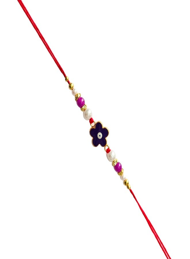 eweft® Rakhi for Brothers Evil Eye Design Fancy Trendy Rakhi For Raksha Bandhan (Pack of 1Pcs)(Purple) - Image 2