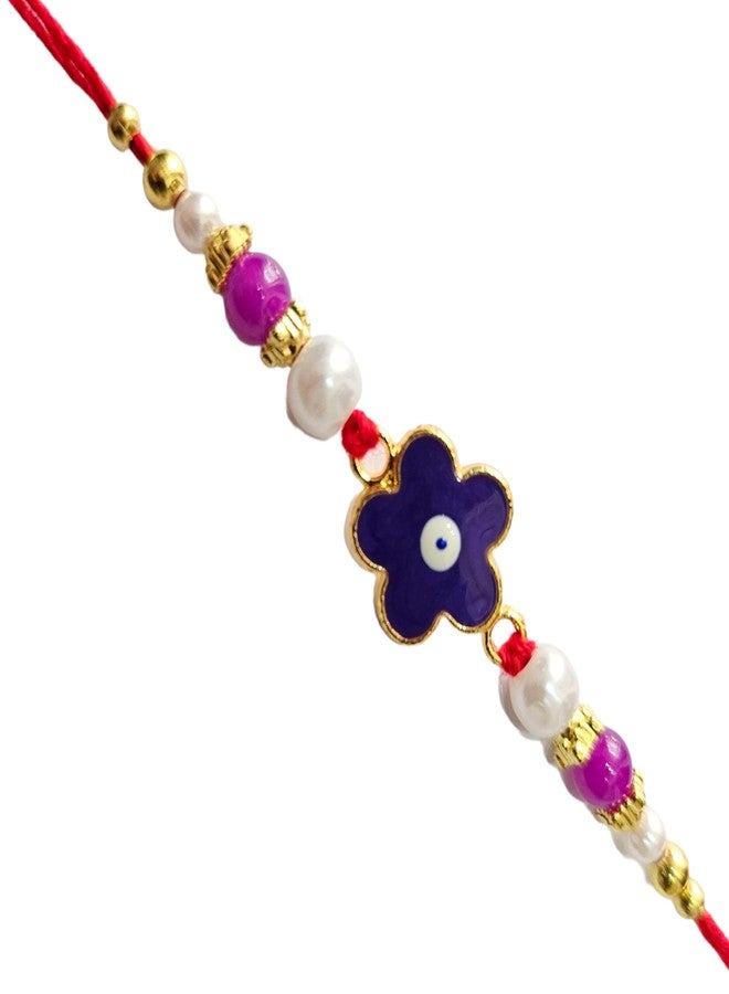 eweft® Rakhi for Brothers Evil Eye Design Fancy Trendy Rakhi For Raksha Bandhan (Pack of 1Pcs)(Purple) - Image 1