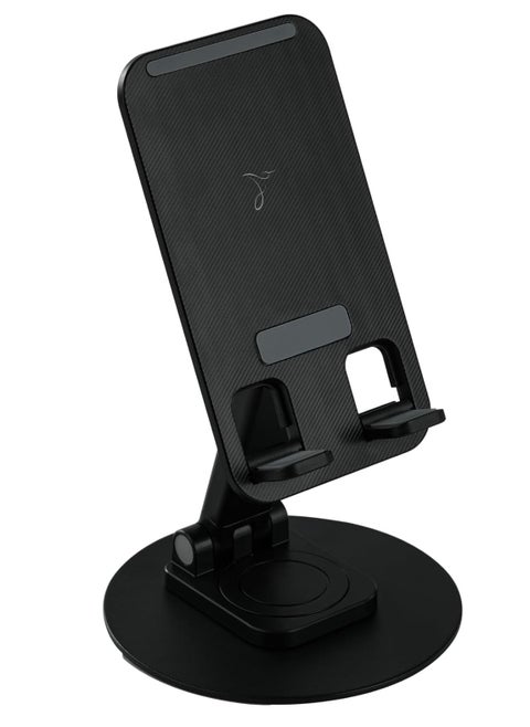 360-Degree Fully Adjustable Foldable Cell Phone & Tablet Stand (Black) – Universal Stand for iPhone, Samsung Galaxy, Google Pixel, iPad & More – Portable, Ergonomic Design for Comfortable Viewing, Hands-Free Use, and Convenient Storage