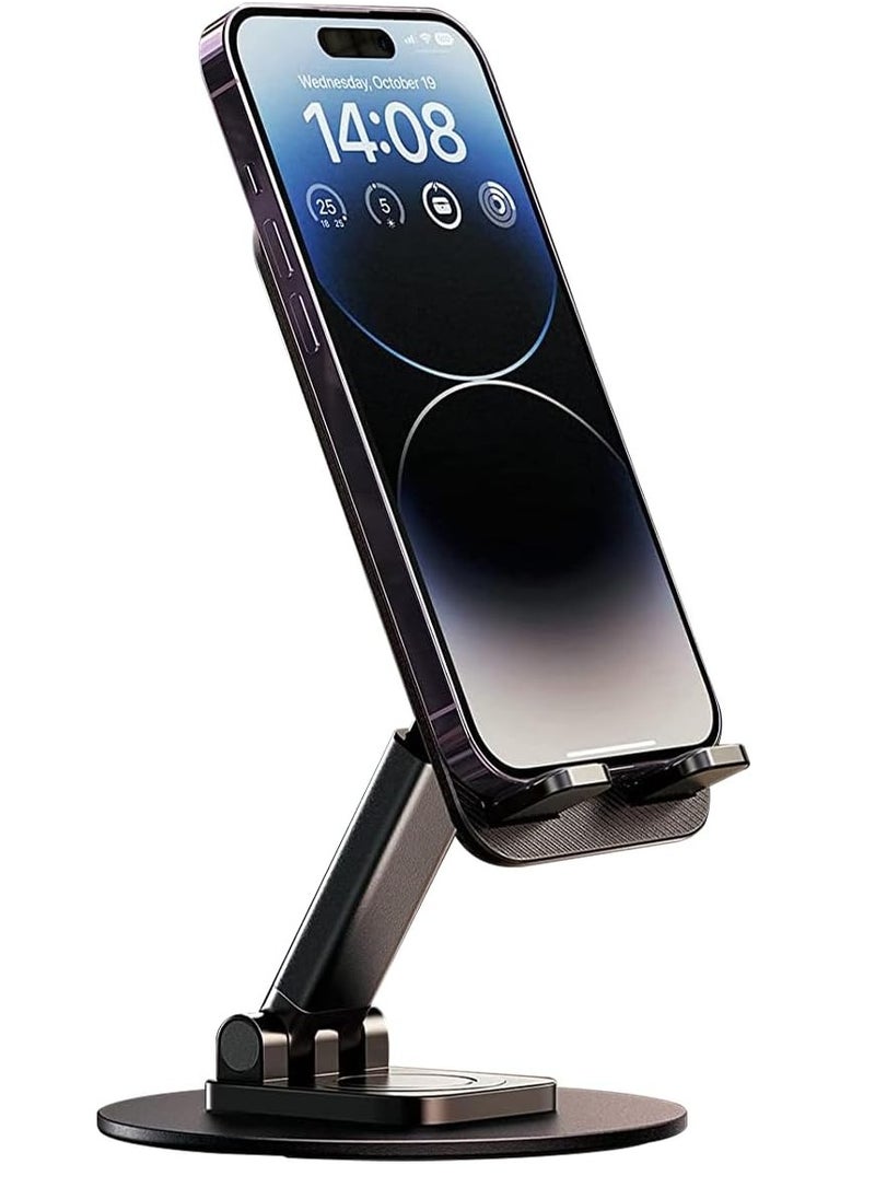 ELTRAZONE 360-Degree Fully Adjustable Foldable Cell Phone & Tablet Stand (Black) – Universal Stand for iPhone, Samsung Galaxy, Google Pixel, iPad & More – Portable, Ergonomic Design for Comfortable Viewing, Hands-Free Use, and Convenient Storage  - Image 3