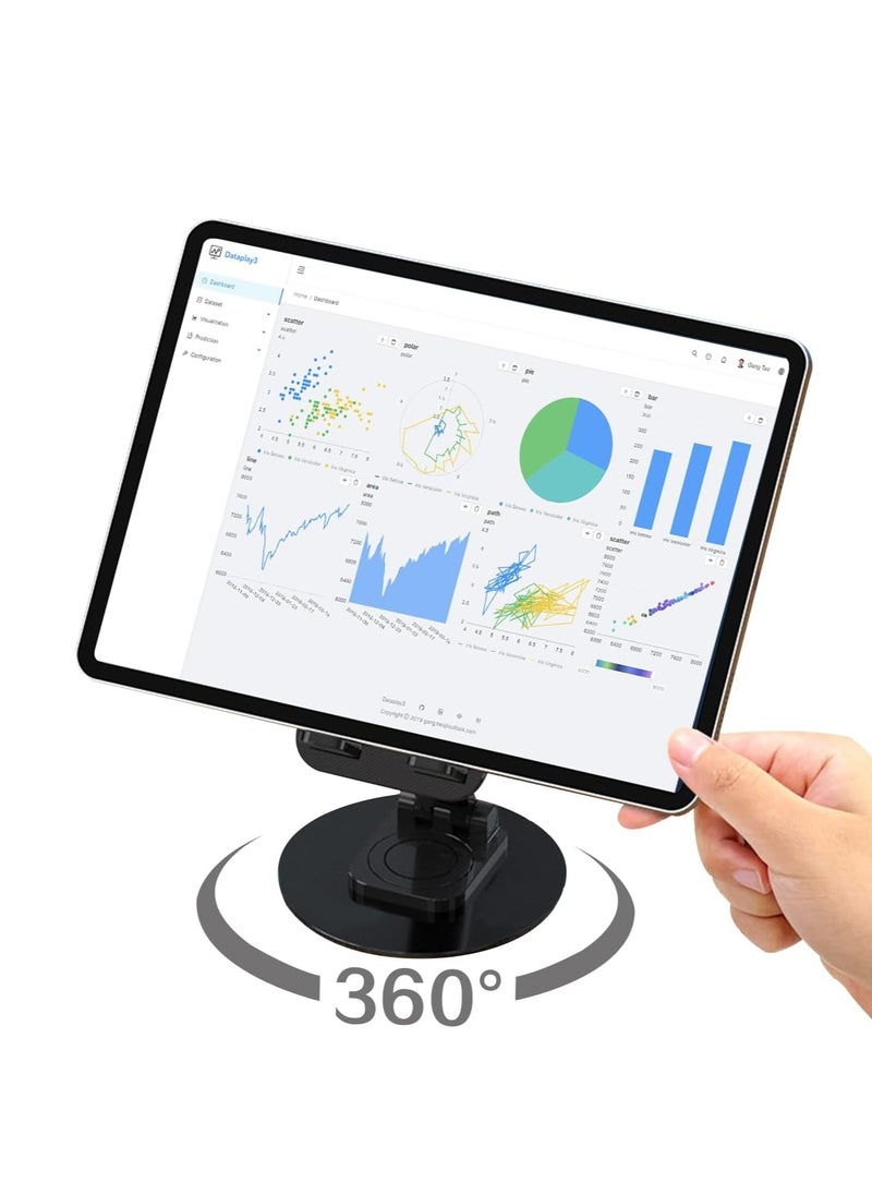 ELTRAZONE 360-Degree Fully Adjustable Foldable Cell Phone & Tablet Stand (Black) – Universal Stand for iPhone, Samsung Galaxy, Google Pixel, iPad & More – Portable, Ergonomic Design for Comfortable Viewing, Hands-Free Use, and Convenient Storage  - Image 4