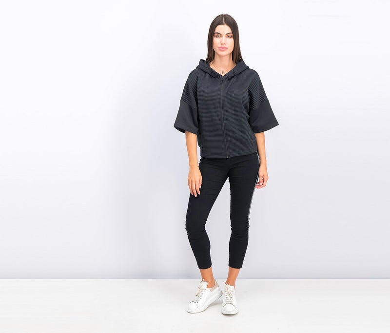 Reebok Women Thermowarm Delta Peak Short Sleeve Full,Zip Jacket, Black - Image 3