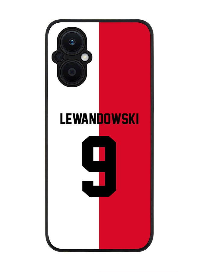 Stylizedd Rugged Black edge case for Oppo Reno7 Z  Slim fit Soft Case Flexible Rubber Edges Anti Drop TPU Gel Thin Cover - Football Team - Poland Player Name - Lewandowski - Image 1