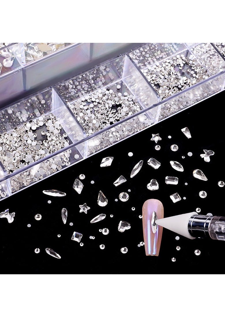 3100Pcs Professional Nail Rhinestones Kit with Wax Pen Multi Diamonds Shapes Crystal AB Rhinestones for Nail Art Craft Mix Sizes 3D Nail Gems Packaged in Storage Box Nail Art Supplies Accessories - pzsku/Z165BE621D18FB0A21680Z/45/_/1719199842/735c2d50-40b1-48d4-b2d4-dda6fba6816d