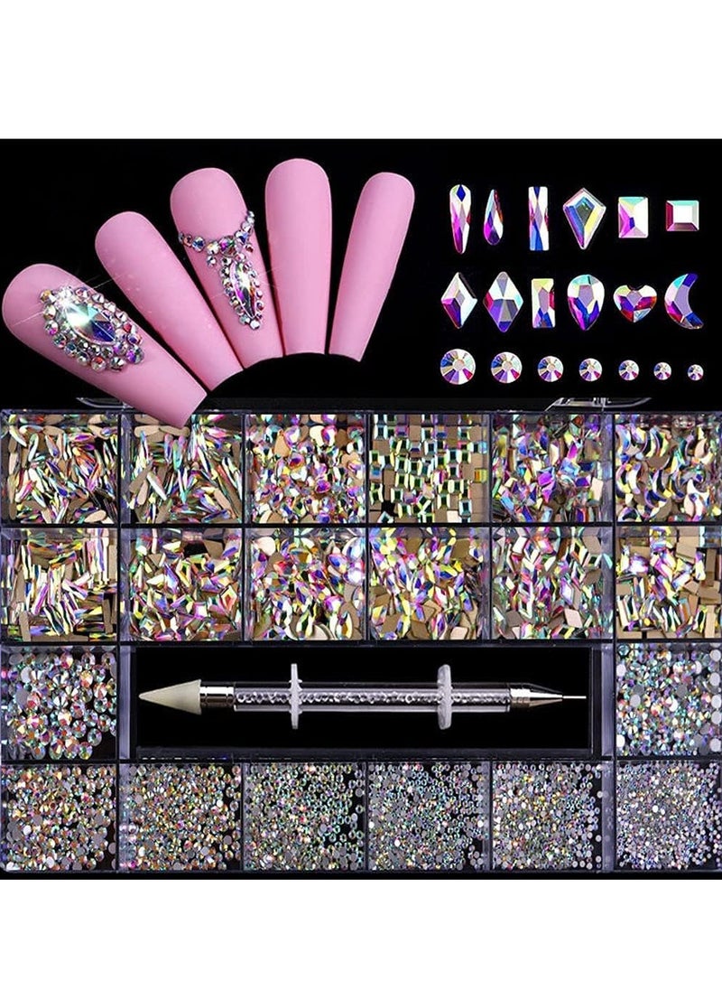 3100Pcs Professional Nail Rhinestones Kit with Wax Pen Multi Diamonds Shapes Crystal AB Rhinestones for Nail Art Craft Mix Sizes 3D Nail Gems Packaged in Storage Box Nail Art Supplies Accessories - pzsku/Z165BE621D18FB0A21680Z/45/_/1719199892/bf2cfc88-c7c0-400c-a295-2f473ab51885