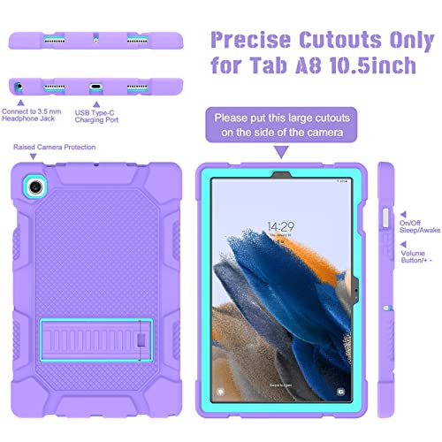 Rantice Galaxy Tab A8 Case with Kickstand, Hybrid Shockproof Rugged Cover for Samsung A8 Tablet, 10.5 Inch (SM-X200/X205/X207), Purple+Green - Image 4