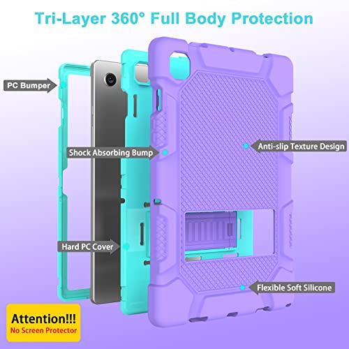 Rantice Galaxy Tab A8 Case with Kickstand, Hybrid Shockproof Rugged Cover for Samsung A8 Tablet, 10.5 Inch (SM-X200/X205/X207), Purple+Green - Image 3