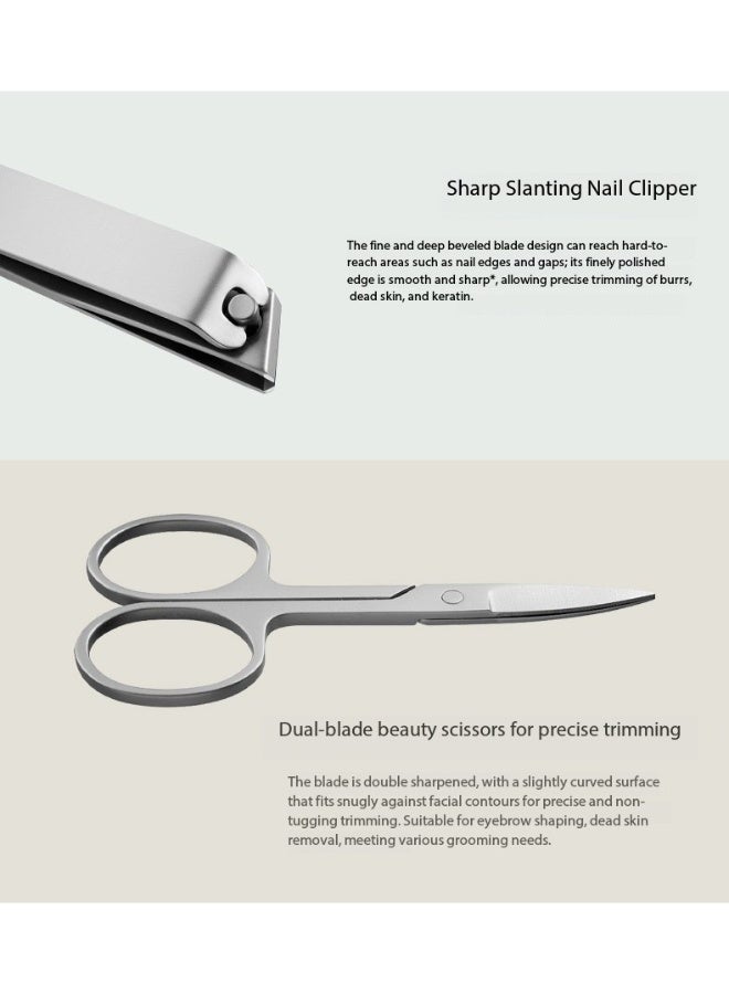 Xiaomi Nail Scissors Set: Anti-Splash Nail Clippers, Stainless Steel Nail Cutters, Unisex, Home Foot Nail Tools with Storage Case (5-Piece Set/Single Option) - Image 5