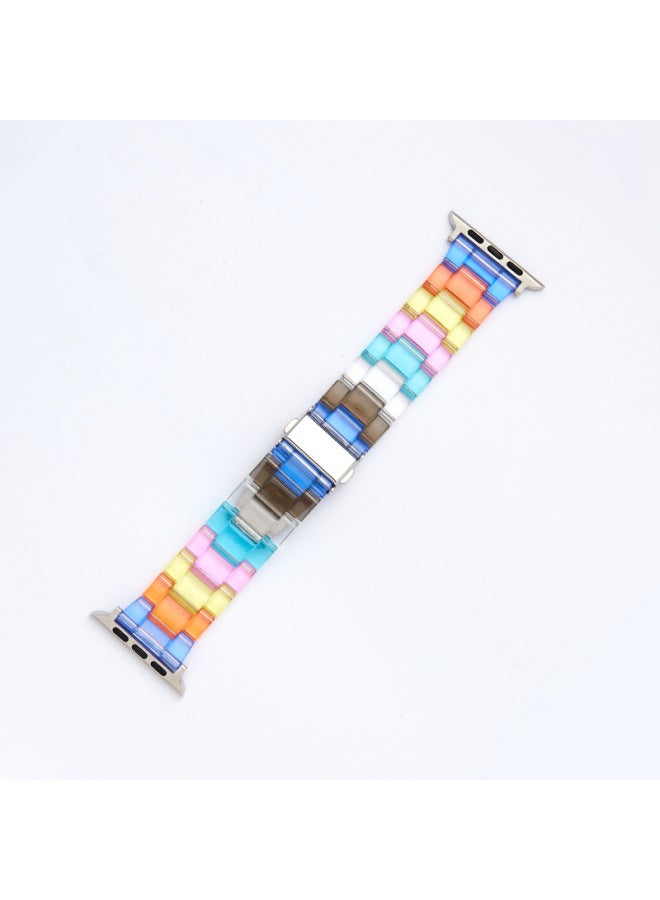 YLZ For Smart Watch Strap Straight Apple Ultra Candy Color Acrylic Transparent Rainbow Strap - Image 1