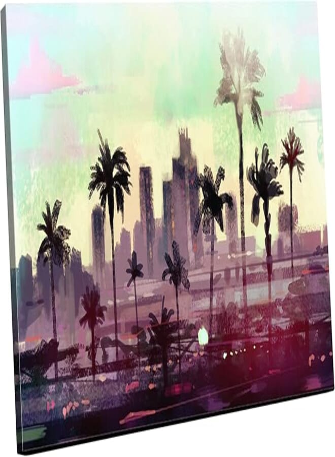 Home gallery Canvas wall art, abstract framed portrait of palm trees in los angeles 60x40cm