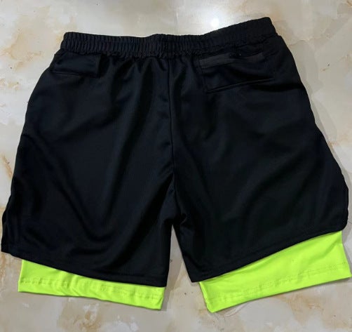 2024 Hot Selling Cross-Border Fitness Muscle Mens Sports Shorts Double Layer Running Training Sports Outdoor Casual Pants Dk-04 black  - Image 2
