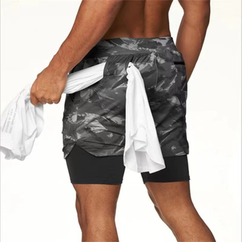 2024 Hot Selling Cross-Border Fitness Muscle Mens Sports Shorts Double Layer Running Training Sports Outdoor Casual Pants Dk-04 black  - Image 4