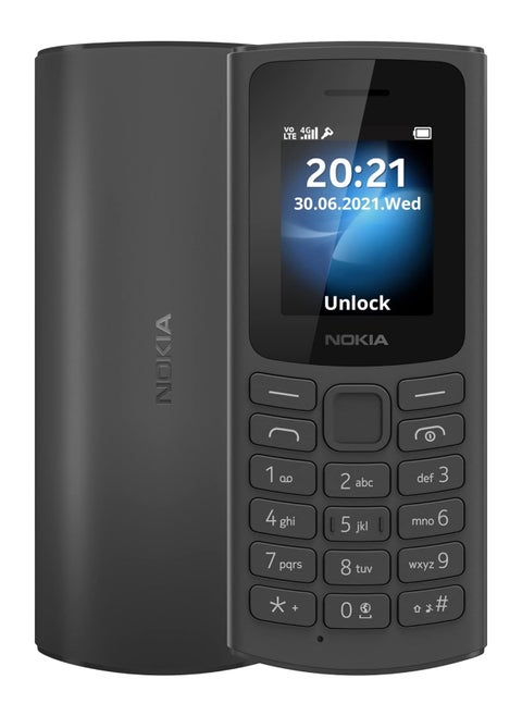 Nokia 105 4G Feature Phone With Long-Lasting Battery, Classic Quality Design , Packed Features, Classic Games, Radio, Flashlight And Plenty Of Storage Space, Dual Sim, Ram 48 Mb, Rom 128 Mb - Black