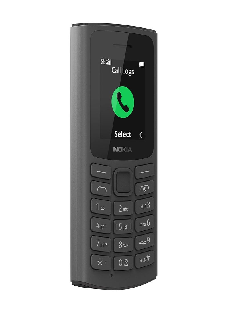 Nokia 105 4G Feature Phone With Long-Lasting Battery, Classic Quality Design , Packed Features, Classic Games, Radio, Flashlight And Plenty Of Storage Space, Dual Sim, Ram 48 Mb, Rom 128 Mb - Black